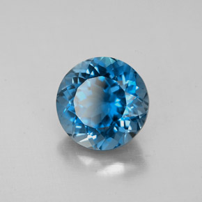 Topacio azul natural de 2,69 ct, corte redondo, VS