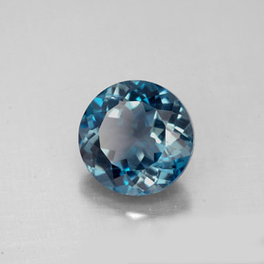 Topacio azul natural de 2,34 ct, corte redondo, VS