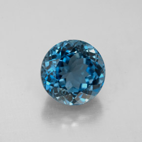 Topacio azul natural de 3,17 ct, corte redondo, VS