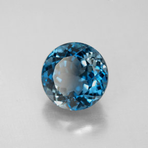 Topacio azul natural de 3,17 ct, corte redondo, VS