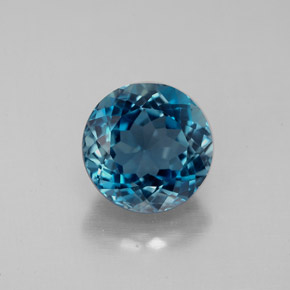Topacio azul natural de 2,69 ct, corte redondo, VS