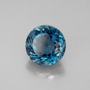 Topacio azul natural de 2,69 ct, corte redondo, VS