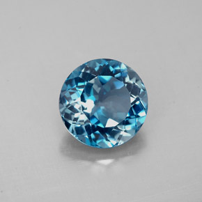 Topacio azul natural de 2,45 ct, corte redondo, VS