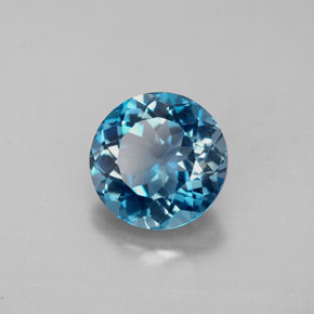 Topacio azul natural de 2,45 ct, corte redondo, VS
