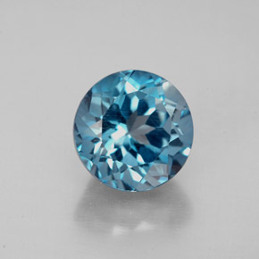 Topacio azul natural de 2,93 ct, corte redondo, VS