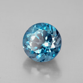 Topacio azul natural de 2,93 ct, corte redondo, VS