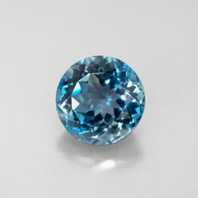 Topacio azul natural de 2,70 ct, corte redondo, VS