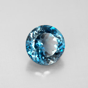 Topacio azul natural de 2,70 ct, corte redondo, VS