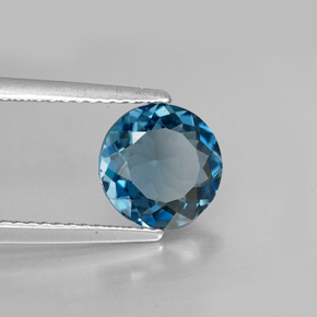 Topacio azul natural de 2,02 ct, corte redondo, VS