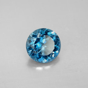 Topacio azul natural de 2,25 ct, corte redondo, VS