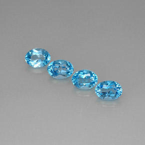 Gemas de topacio azul natural de  ct, corte óvalo, VVS-VS