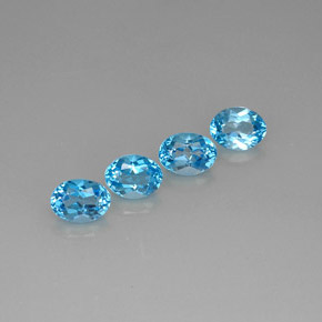 Gemas de topacio azul natural de  ct, corte óvalo, VVS-VS