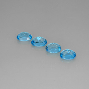 Gemas de topacio azul natural de  ct, corte óvalo, VVS-VS