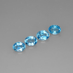 Gemas de topacio azul natural de  ct, corte óvalo, VVS-VS