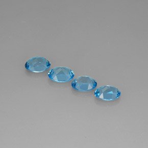 Gemas de topacio azul natural de  ct, corte óvalo, VVS-VS