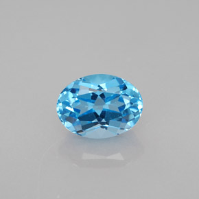 Topacio azul natural de 1,74 ct, corte óvalo, VVS-VS