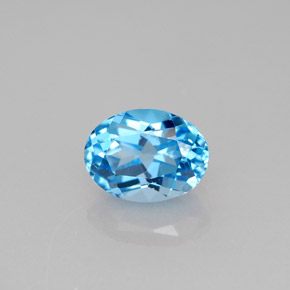 Topacio azul natural de 1,74 ct, corte óvalo, VVS-VS