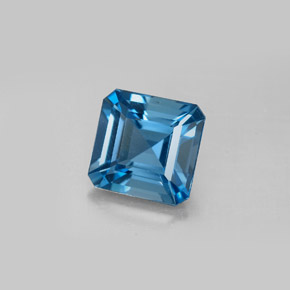 Topacio azul natural de 2,64 ct, corte esmeralda, VVS-VS
