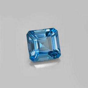Topacio azul natural de 2,64 ct, corte esmeralda, VVS-VS