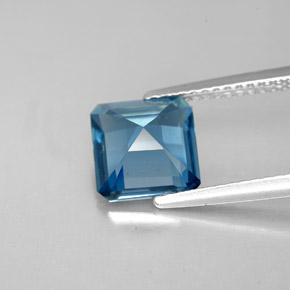 Topacio azul natural de 2,64 ct, corte esmeralda, VVS-VS