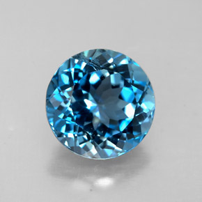 Topacio azul natural de 2,52 ct, corte redondo, VS