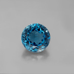 Topacio azul natural de 2,90 ct, corte redondo, VS