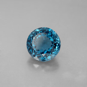 Topacio azul natural de 2,90 ct, corte redondo, VS