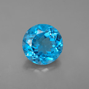 Topacio azul natural de 2,96 ct, corte redondo, VS