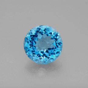 Topacio azul natural de 3,50 ct, corte redondo, VS