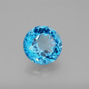 Topacio azul natural de 3,50 ct, corte redondo, VS