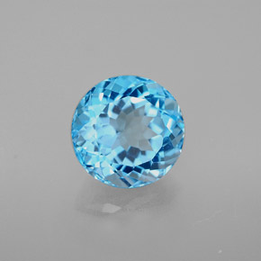 Topacio azul natural de 3,42 ct, corte redondo, VVS-VS