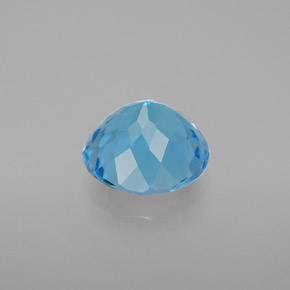 Topacio azul natural de 3,42 ct, corte redondo, VVS-VS