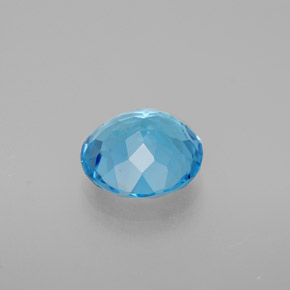 Topacio azul natural de 2,98 ct, corte redondo, VS