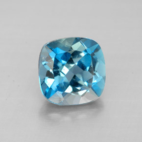 Topacio azul natural de 2,00 ct, corte cojín, VVS-VS