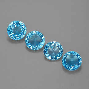 Gemas de topacio azul natural de  ct, corte redondo, VVS-VS