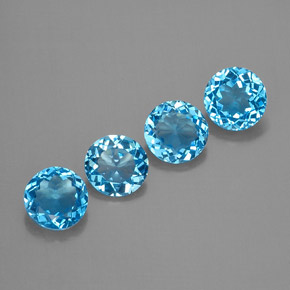 Gemas de topacio azul natural de  ct, corte redondo, VVS-VS