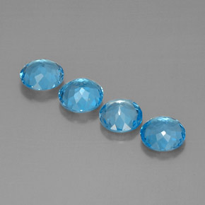 Gemas de topacio azul natural de  ct, corte redondo, VVS-VS