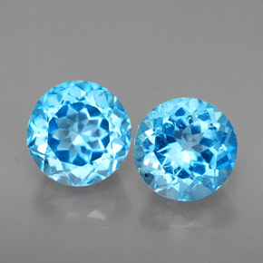 Gemas de topacio azul natural de  ct, corte redondo, VVS-VS