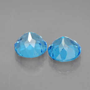 Gemas de topacio azul natural de  ct, corte redondo, VVS-VS