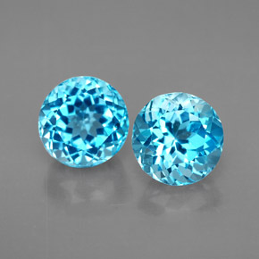 Gemas de topacio azul natural de  ct, corte redondo, VVS-VS