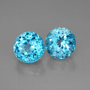 Gemas de topacio azul natural de  ct, corte redondo, VVS-VS