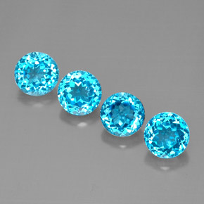 Gemas de topacio azul suizo natural de  ct, corte redondo, VVS-VS