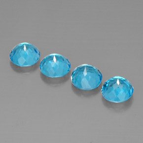 Gemas de topacio azul suizo natural de  ct, corte redondo, VVS-VS