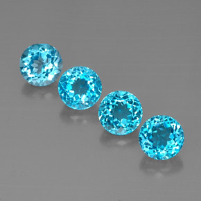 Gemas de topacio azul natural de  ct, corte redondo, VVS-VS