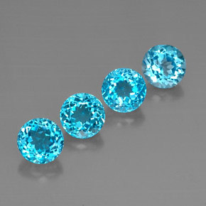 Gemas de topacio azul natural de  ct, corte redondo, VVS-VS