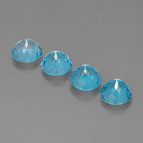 Gemas de topacio azul natural de  ct, corte redondo, VVS-VS