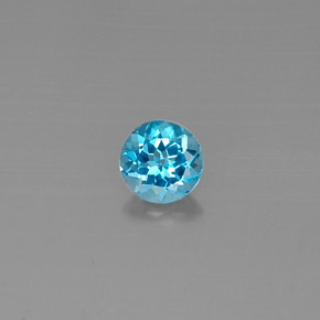 Topacio azul natural de 1,59 ct, corte redondo, VVS-VS