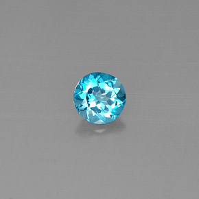Topacio azul natural de 1,59 ct, corte redondo, VVS-VS