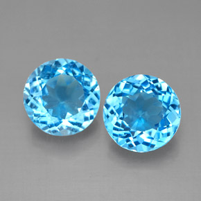Gemas de topacio azul natural de  ct, corte redondo, VVS-VS