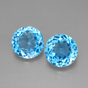 Gemas de topacio azul natural de  ct, corte redondo, VVS-VS